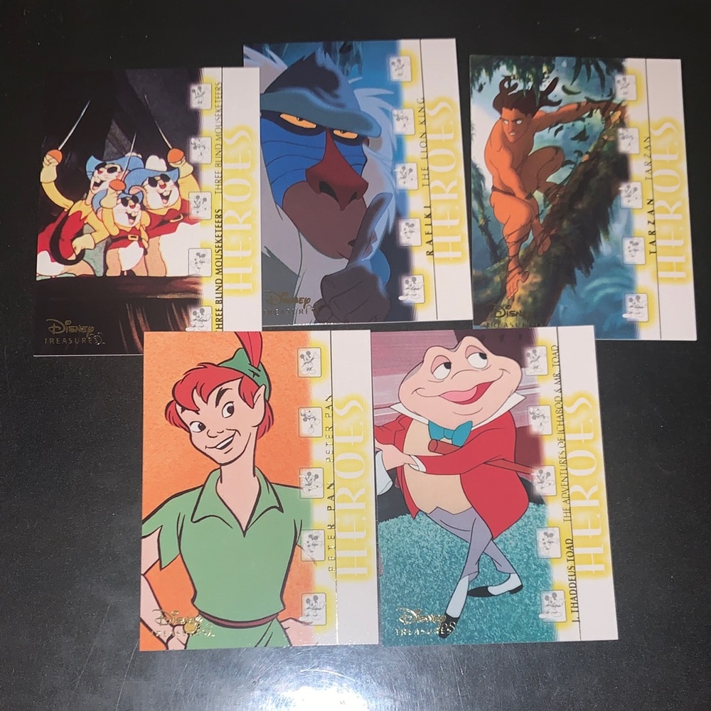 5ct 2003 Upper Deck Disney Treasures Heroes Trading  Cards NRMT